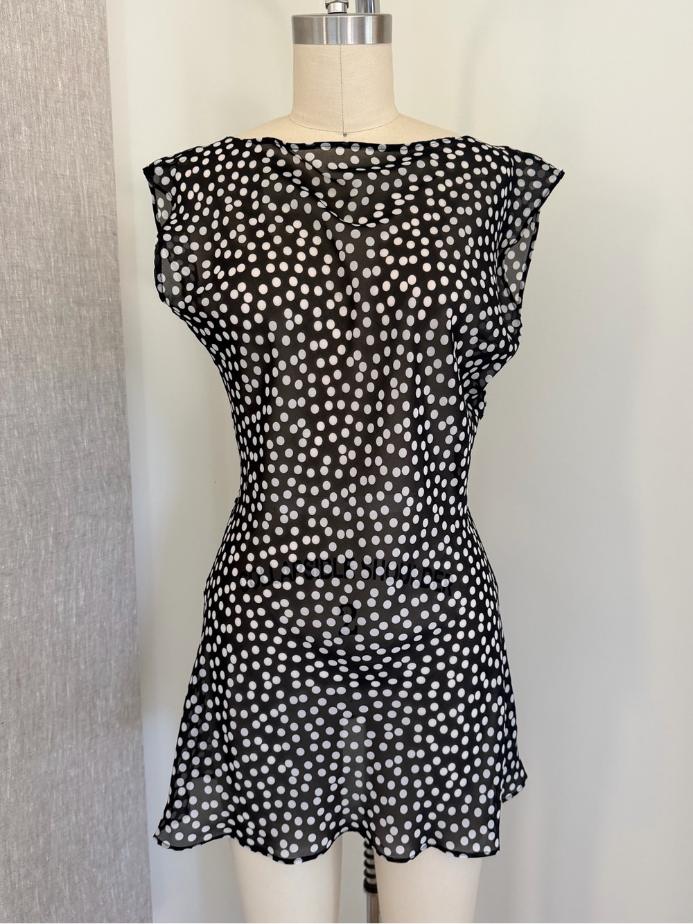 Susamusa Polka Dot Sheer Mini Dress